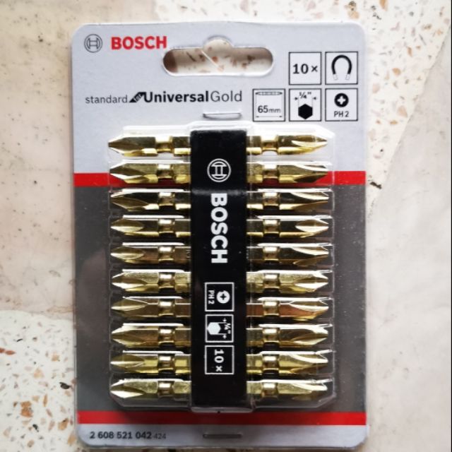 (ขายยกแผง)​ดอกไขควง 2 ปลาย BOSCH 65MM. 10ชิ้น/แผง