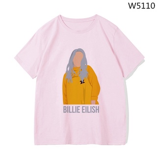 Tshirtคอลูกเรือcrew neck❀✼Hip Hop Billie Eilish T Shirt Cal O-Neck Short Sleeves High Quality T-shirt-4XL