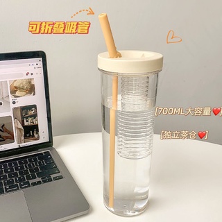 New plastic straw cup creative fruit portable plastic cup 700ml handy lemon space cup