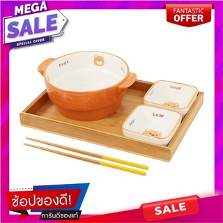 ชุด PORCELAIN KECH ORANGE BEAR POT แพ็ก 6 ชิ้น อุปกรณ์ใส่อาหาร PORCELAIN SET KECH ORANGE BEAR POT PACK6