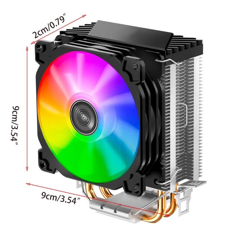 Bang♥CR1200 2 Heat Pipe Tower CPU Cooler RGB 3Pin Cooling Fans Heatsink ...