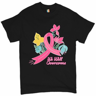 [100% Cotton] เสื้อยืด พิมพ์ลาย We Will Oercome Pink Ribbon GAbbgh73EFdmjj49 สไตล์คลาสสิก สําหรับผู้ชาย