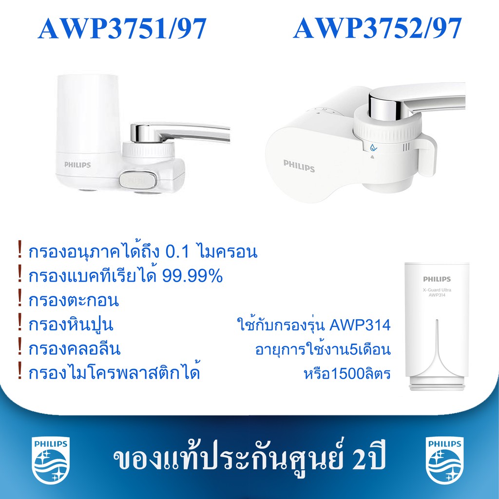 ❗ของแท้❗เครื่องกรองน้ำดื่มติดก๊อก Philips water purifier รุ่น AWP3751/97 และรุ่น AWP3752/97