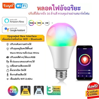 หลอดไฟ LED Tuya หลอดไฟอัจฉริยะ ชีวิตอัจฉริยะ สมาร์ท ไวไฟ WiFi RGB หลอดไฟอัจฉริยะ โคมไฟอัจฉริยะ ปรับได้ถึง 16 ล้านสี