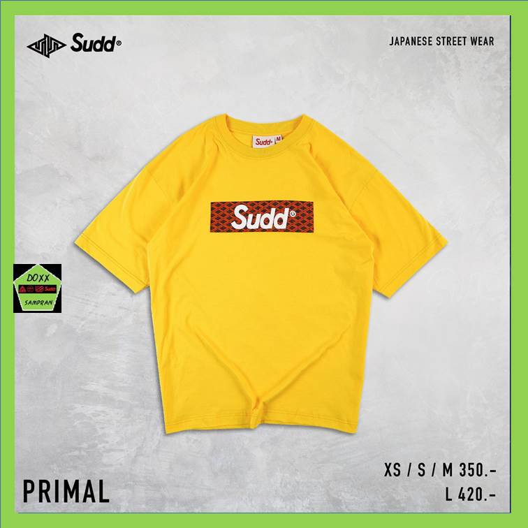 Sudd เสื้อคอกลม ชาย ทรง oversize รุ่น Primal สีเหลือง