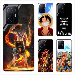 สําหรับ Xiaomi Mi 11t / 11t pro อะนิเมะ One Piece Luffy Zoro กระจกนิรภัย กันกระแทก ส่วนบุคคล เคสโทรศัพท์แข็ง DIY รูปภาพ ปรับแต่ง