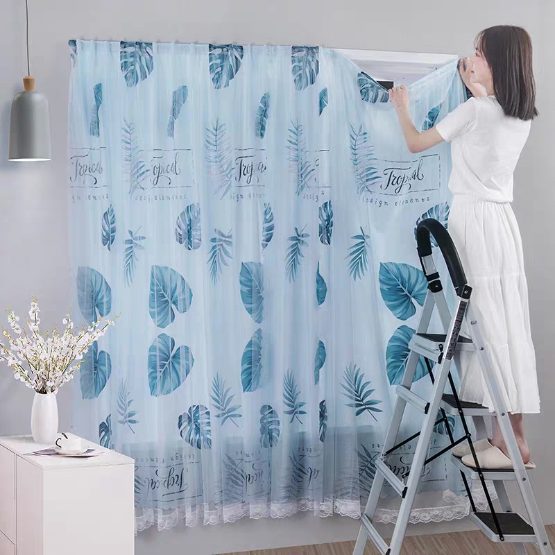 แนะนำ ผ้าม่าน ผ้าม่าน2ชั้น ติดเองง่าย ไม่ต้องเจาะผนัง ไม่ใช้ราว (แถมอุปกรณ์ติดตั้ง ตีนตุ๊กแก+สายรัด) ผ้าพิมพ์ลาย มองไม่ทะลุ ถอดซักได้ ราคาพิเศษ มีเก็บเงินปลายทาง