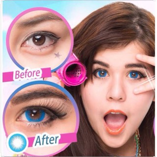 Circle Blue (2) บิ๊กอาย สีฟ้า ฟ้า ไม่ตัดขอบ ตาโต เปรี้ยว แฟนซี Pretty Doll ค่าอมน้ำ38% Contact Lens Bigeyes  คอนแทคเล