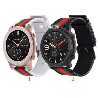 ไนลอนพร้อมสายหนังแท้สำหรับ Huami Amazfit GTR 42mm 47mm GTR2 GTR 2e GTR 3 pro