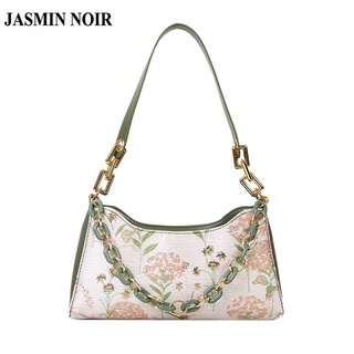 Jasmin NOIR กระเป๋าสะพายไหล่ กระเป๋าถือ พิมพ์ลายดอกไม้ แต่งสายโซ่คล้อง สําหรับสตรี