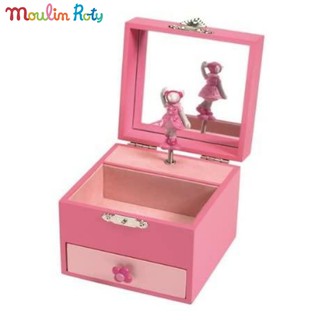 Moulin Roty กล่องดนดรีไม้ หีบเพลงไม้ Music Box มีลิ้นชักเก็บของ ตุ๊กตาเต้นได้ Lila MusicBox MR-643104