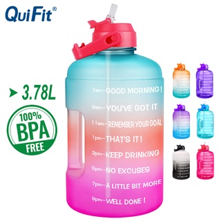 Quifit ขวดน้ําแกลลอน 3.78 ลิตร พร้อมหลอดดูด แบบพกพา สําหรับออกกําลังกาย ตั้งแคมป์ กลางแจ้ง