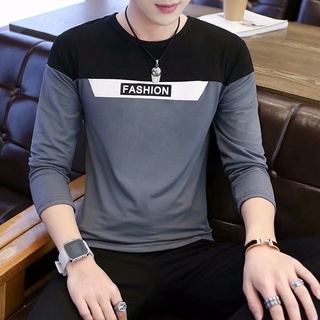 พร้อมส่ง เสื้อยืดลําลอง แขนยาว ลาย Lengan Panjang Kasual Lelaki แฟชั่นสําหรับผู้ชาย ไซซ์ M-3XL มี 4 สี