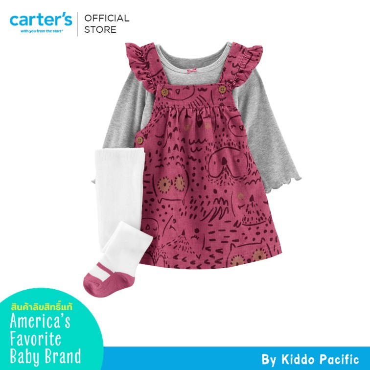 Carter's Dress + Long Sleeve 2Pc Pink L9 คาร์เตอร์เสื้อผ้าชุดเซทกระโปรง + เสื้อ