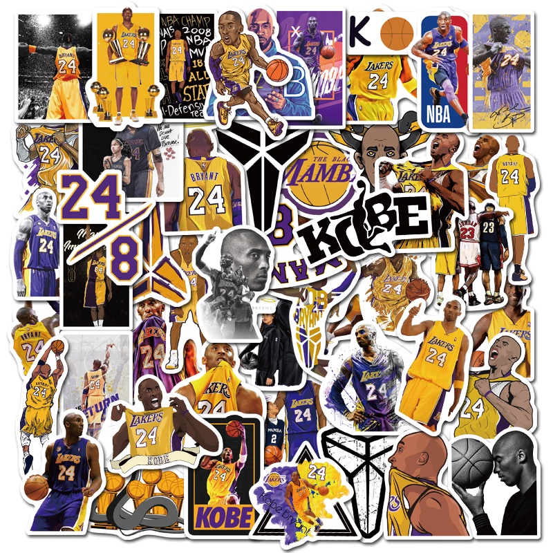 สุ่ม 10/50 ชิ้น Kobe NBA บาสเกตบอลการ์ตูนกันน้ําการ์ตูนสติกเกอร์หมวกนิรภัยถ้วยน้ํากันน้ํา Decal สติก