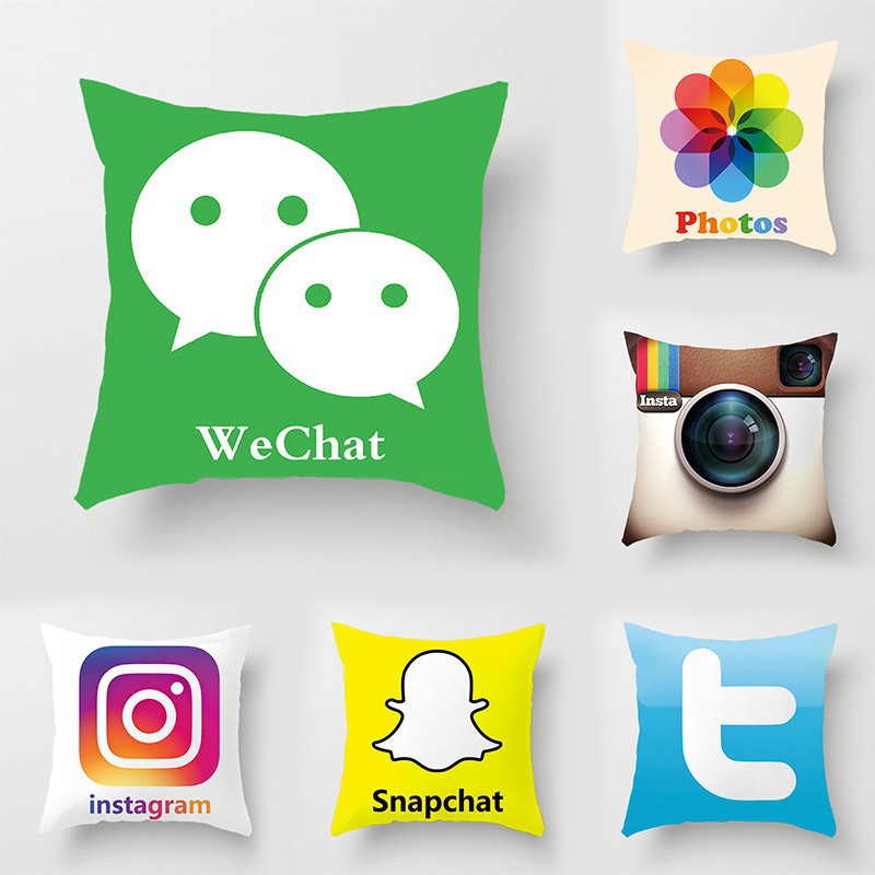 Custom You Tube Cushion Cover Logo Wechat Snapchat Skype Viber