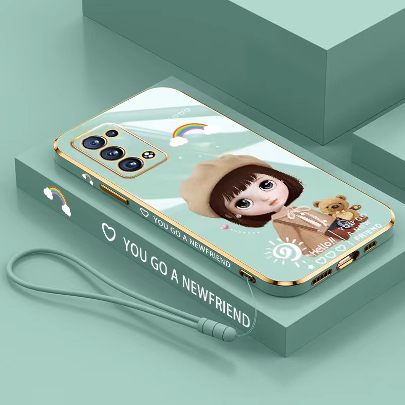 เคสโทรศัพท์ Samsung A50 A50s A30s A51 A13 4g A21s A31 A11 M11 A03s A02s M02s A02 M02 A10s ขอบตรง 90° Girls เคสโทรศัพท์แบบเคลือบด้วยไฟฟ้า