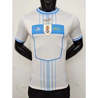 เสื้อกีฬาแขนสั้น ลายทีมชาติฟุตบอล Uruguay AAA 22-23 ชุดเยือน สีขาว ไซซ์ S-XXL