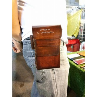 ซองเคสหนัง กระเป๋าใส่มือถือ  ใส่ได้2เครื่อง หนังวัวแท้