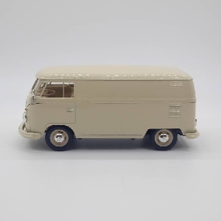 รถโมเดล รถสะสม ประตูข้างและท้ายรถเปิดได้WELLY 1:24 1963 volkswagen T1 Bus สีครีม