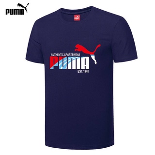 เสื้อยืด PUMA Pumaˉ แขนสั้นฤดูร้อนใหม่ผู้ชายคลาสสิกและเสื้อยืดสตรีกีฬาและพักผ่อนแฟชั่นตามธรรมชาติคอกลมผ้าฝ้ายBreathableห