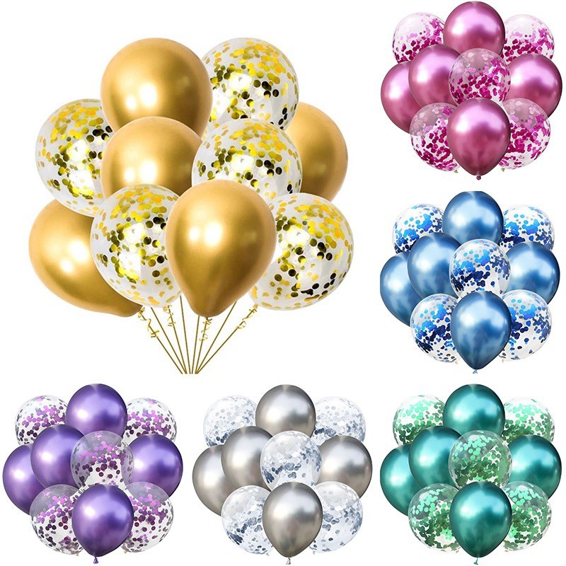 10PCS Confetti Balloons Metallic Color Latex Balloons Set Birthday Party Decor Wedding Event Home Decor