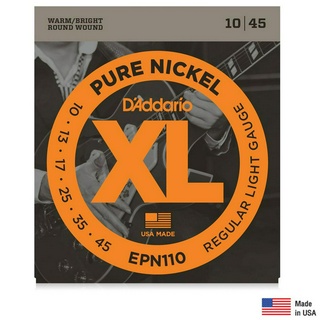 DAddario® EPN110 สายกีตาร์ไฟฟ้า เบอร์ 10 แบบ Pure Nickel ( Regular Light, 0.10 - 0.45) ** Made in USA **