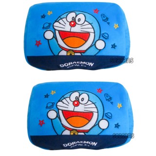 (2ชิ้น)ผ้า #หุ้มหัวเบาะรถยนต์  ลาย#Doraemon (do space)แพ๊คคู่ ลิขสิทธิ์แท้