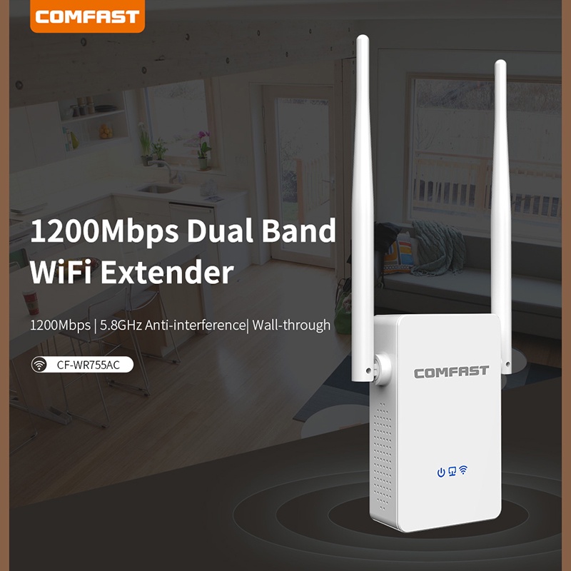 Mastersat Comfast WR755AC 1200Mpbs Dual Band Wifi Extender ตัวขยายสัญญาณไวไฟ 2 คลื่นความถี่  (2.4 แล
