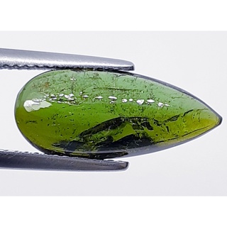 4.35 ct ทัวร์มาลีน สีเขียว แท้ ธรรมชาติ Natural Green Tourmaline Pear Shape Cabochon Loose Gemstone For Fine Jewelry