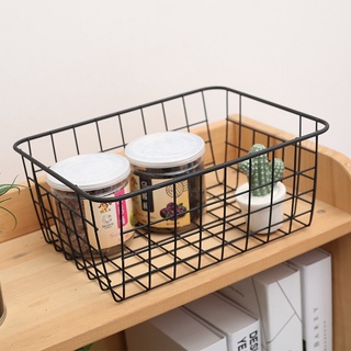 [พร้อมส่ง] MoonHouse  Simple Iron Storage Basket Kitchen Snacks Wardrobe Clothes Storage Basket