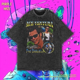 เสื้อยืด ขนาดใหญ่ สีม่วง | หินล้างทําความสะอาด | เสื้อยืด ลาย Ace Ventura | เสื้อยืด พิมพ์ลาย Jim Carrey | เสื้อยืด ขนาด