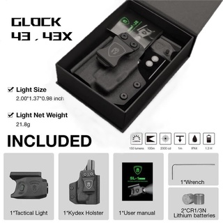 🇹🇭 -544 Warriorland Boxset ไฟฉายติด GLOCK 43 , 43X รุ่น SL-1 พร้อมซองพกในติดไฟฉาย