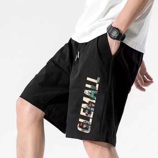 NEW✨กางเกงขาสั้นผู้ชาย (GLEMALL) ใส่สบาย กางเกงขาสั้นลายเท่ๆ เอวยางยืด(สีดำ)