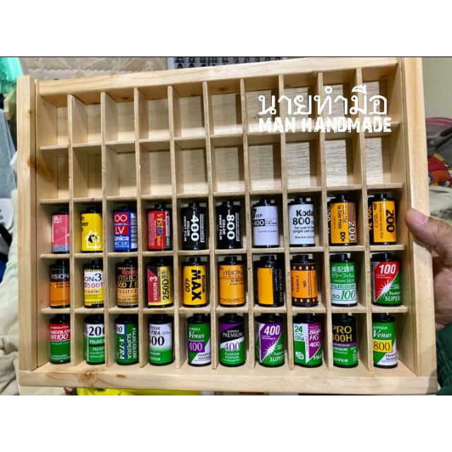 ตู้โชว์กลักฟิล์ม ฟิล์มม้วนโบราณ ของสะสม โดย นายทำมือ man handmade