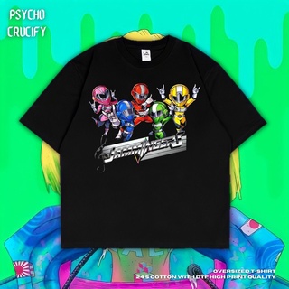 เสื้อยืด ขนาดใหญ่ พิมพ์ลาย Psycho Crucify Jammingers | สีดํา | สีเทาเข้ม | เสื้อเชิ้ต Power Rangers | เสื้อยืด ลายการ์ตู