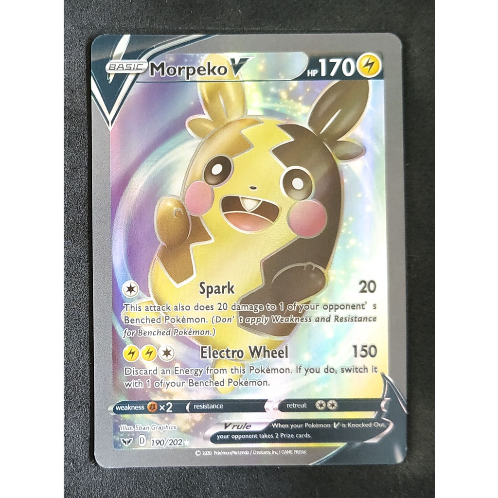 Morpeko V Card โมรุเปโกะ 190/202 Pokemon Card Gold Flash Light (Glossy) ภาษาอังกฤษ