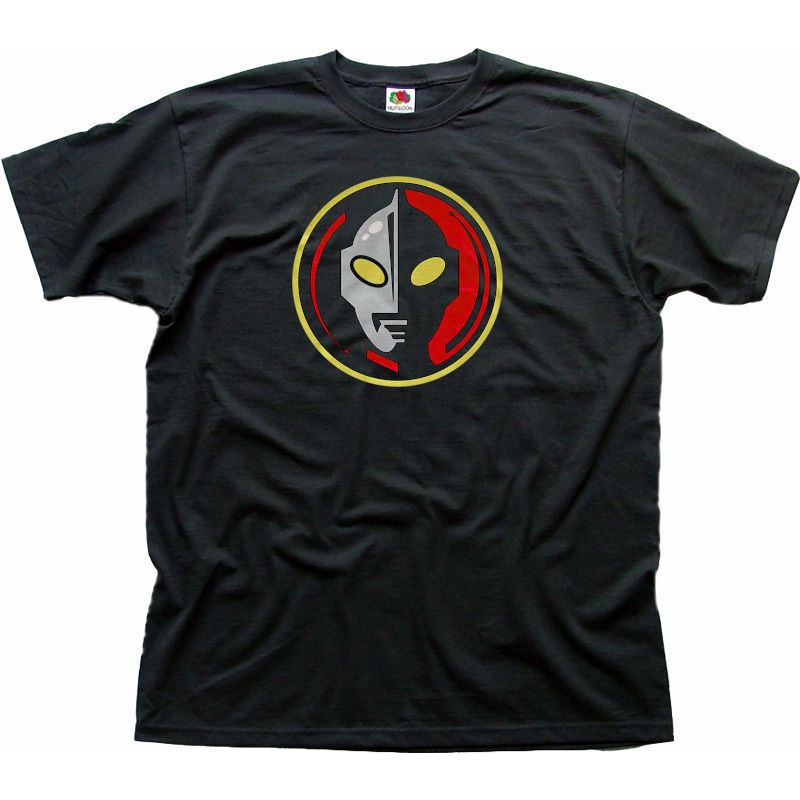 เสื้อยืดลายตลก Ultraman Japanese Manga Superhero เสื้อยืดสีดํา