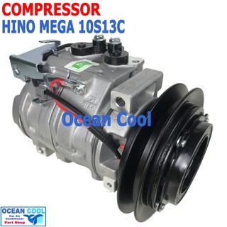 คอมเพรสเซอร์ ฮีโน่ เมก้า 6 ล้อ 10S13C 24V. COM0057 Compressor Heno Mega คอมแอร์รถยนต์ คอมแอร์ คอมเพลสเซอร์