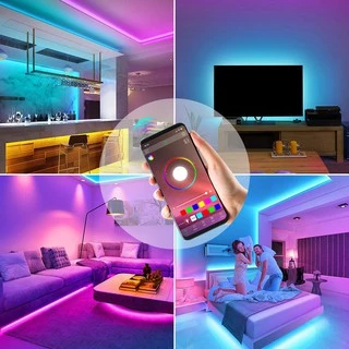 【รับประกัน10ปี】ไฟเเต่งห้อง ไฟ LED แบบเส้น RGB การซิงโครไนซ์เพลง การไล่ระดับสีที่มีสีสัน ขนาด 5ม.
