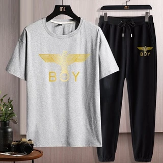 #D218+CKH218Bชุดเซ็ทเสื้อยืดแขนสั้น+กางเกงขายาว.ลายสวยแฟชั่งนานาชาติ.มีหลายสีหลายไซสีเลือกได้(S-3XL)ใส่ได้ทั้งชายและหญิง