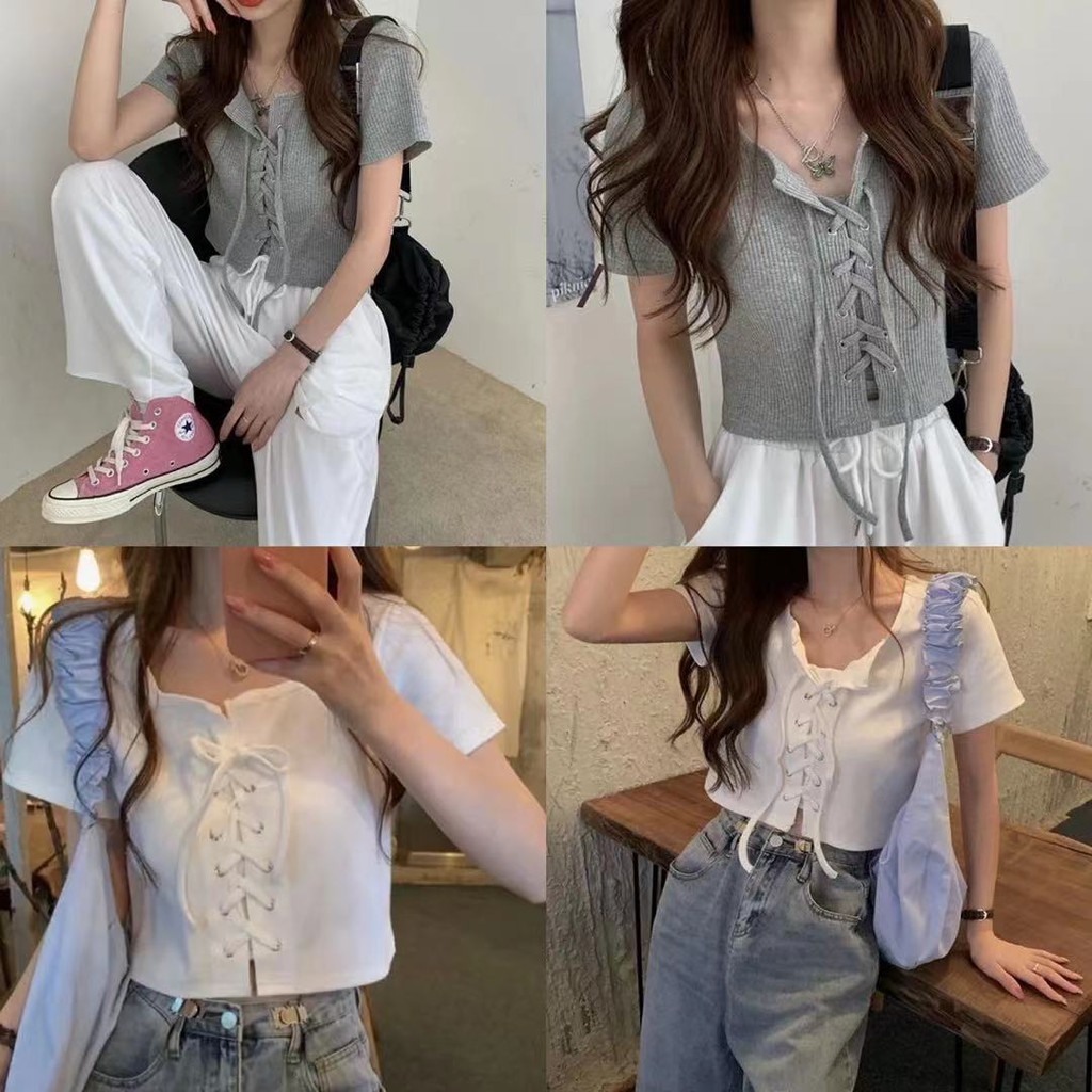TTS พร้อมส่ง โปรโมชั่นพิเศษ เสื้อยืดแขนสั้นเกาหลี น่ารักหวานๆ