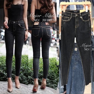 JH1907#มีS-XL#ยีนส์ยืดดำฟอก#jeans house