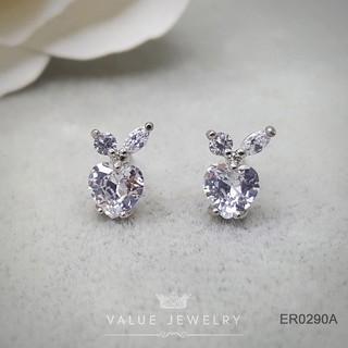 ER0290A ต่างหูแฟชั่นประดับเพชร CZ (White gold plated)