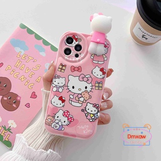 เคสโทรศัพท์มือถือนิ่ม ลายการ์ตูนแมวเฮลโลคิตตีน่ารัก พร้อมสายคล้อง และขาตั้ง สําหรับ Xiaomi Mi 10 10S 11 12X 11X 12 Pro Redmi K50 K40 Pro+ K30 Pro Zoom Poco F3 F2 Pro X