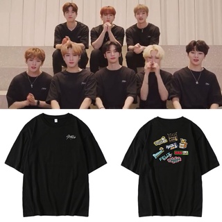 คอลูกเรือเสื้อยืด StrayKids ลายเซ็นครบรอบ 2 ปีS-5XL