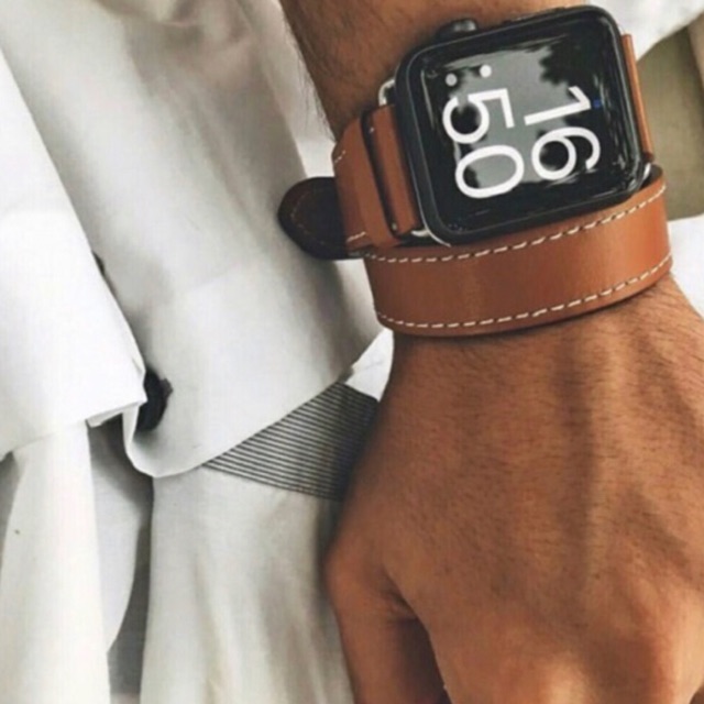 🔥สายพร้อมส่งสายทั้ง4ขนาดใส่ได้ทุกซีรี่ย์1-6คะ🔥38,40,42,44mm applewatch genuine leather double tour+adapter  สีน้ำตาล🔥