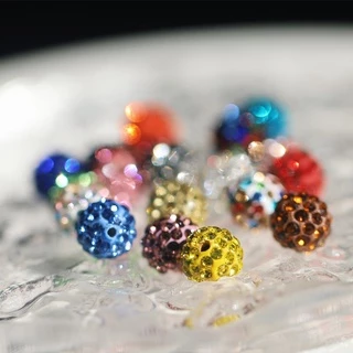 8-10mm ลูกปัดเพชร ลูกปัดคริสตัลเพชร วัสดุโลหะ 10 ชิ้น/แพ็ค