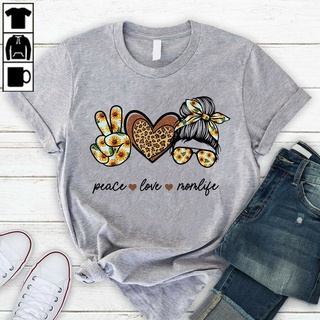 เสื้อยืด พิมพ์ลายดอกทานตะวัน หัวกะโหลก Peace Love Momlife สําหรับวันแม่S-5XL