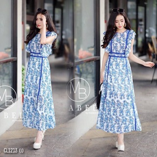 1213 Maxidress เดรสยาวสไตล์ D&amp;G ผ้าไม่โครพิมพ์ลาย